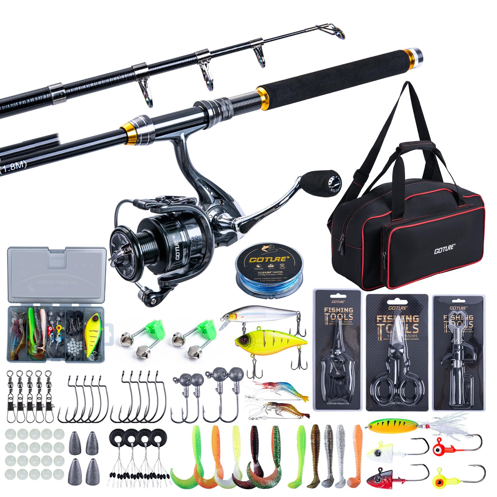 Goture Canna da pesca telescop - Reel Bag recensione e prezzo